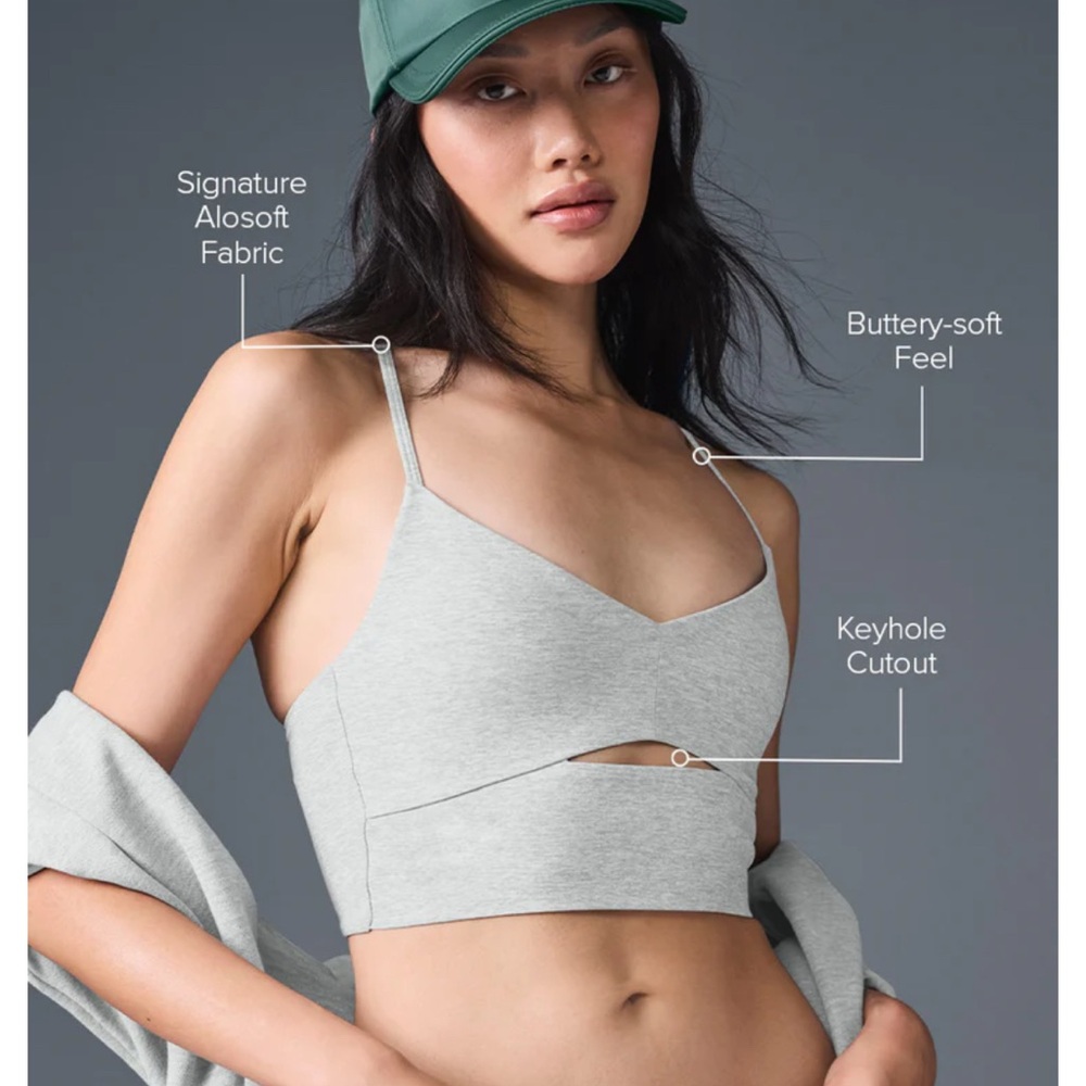 NWT AloYoga Alosoft Highlight Bra Tank Gray Large